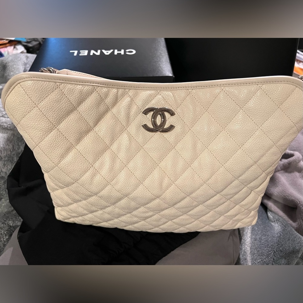 White Chanel Bag caviar leather